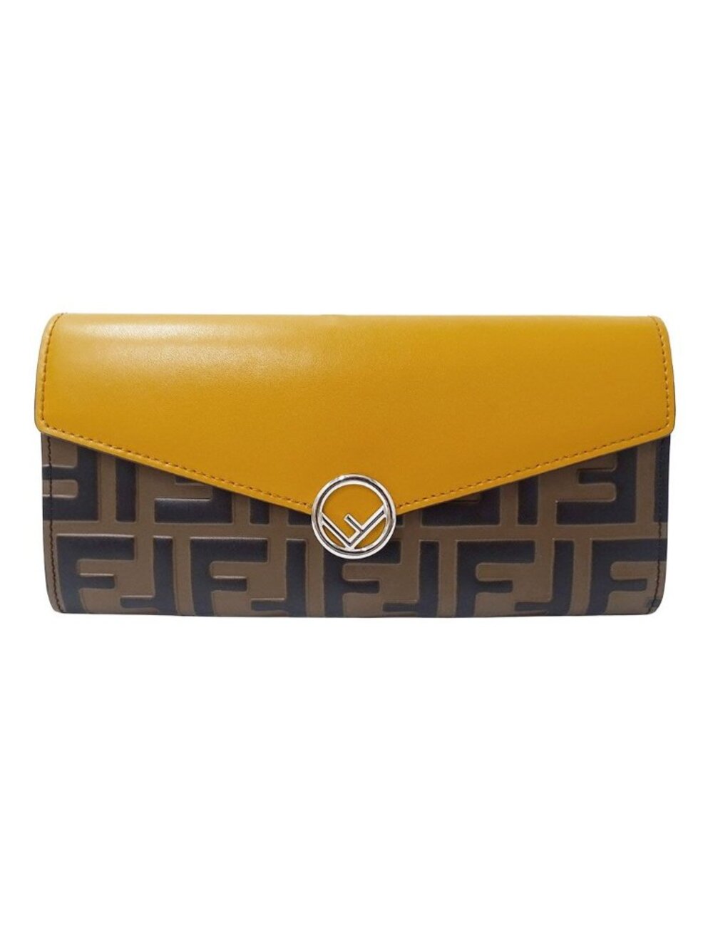Fendi Wallet F is Fendi Leather Yellow Flap Style Logo